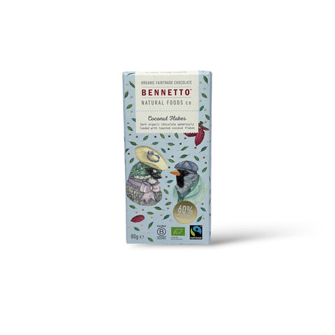Bennetto 60% Organic Coconut Flakes Dark Chocolate 80g