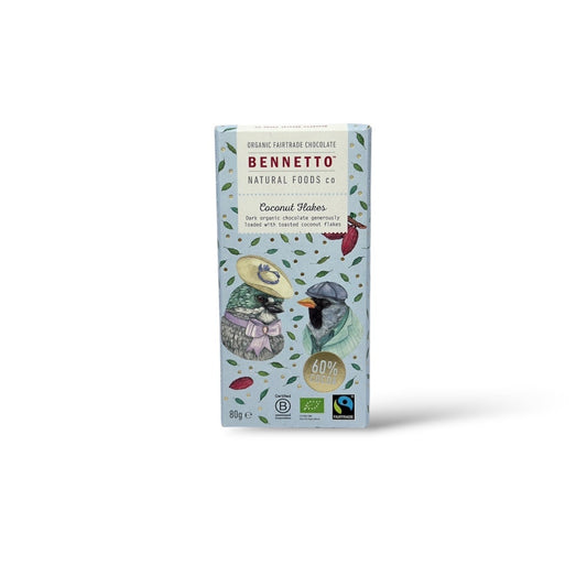 Bennetto 60% Organic Coconut Flakes Dark Chocolate 80g