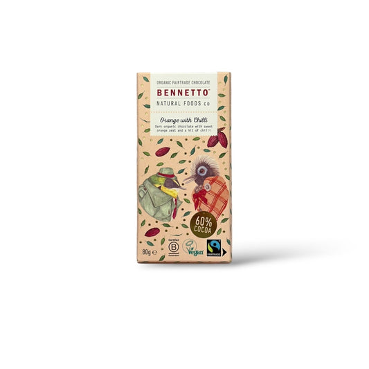 Bennetto 60% Organic Dark Chocolate Orange with Chilli 80g