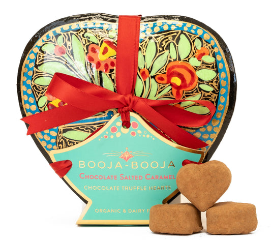 BOOJA-BOOJA HANDPAINTED HEART SHAPE BOX SALTED CARAMEL 115g