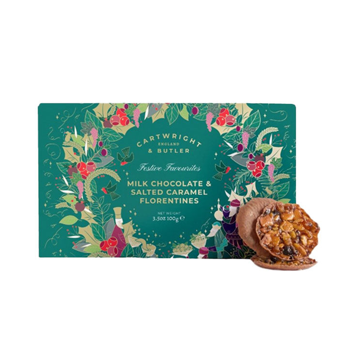 Cartwright & Butler Merry Christmas- Milk Chocolate & Salted Caramel Florentines 100g