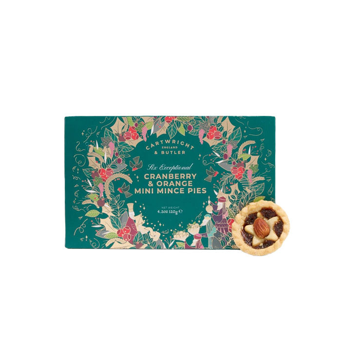 Cartwright & Butler 6 Cranberry and Orange Christmas Mince Pies Carton
