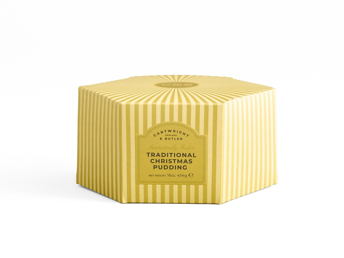 Cartwright & Butler Traditional Christmas Pudding 454g, gold striped carton