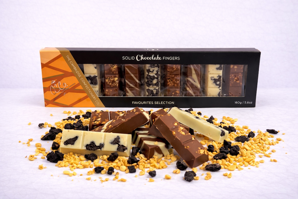 Cambridge Confectionery Company nine solid chocolate fingers Favourites Selection 160g gift box