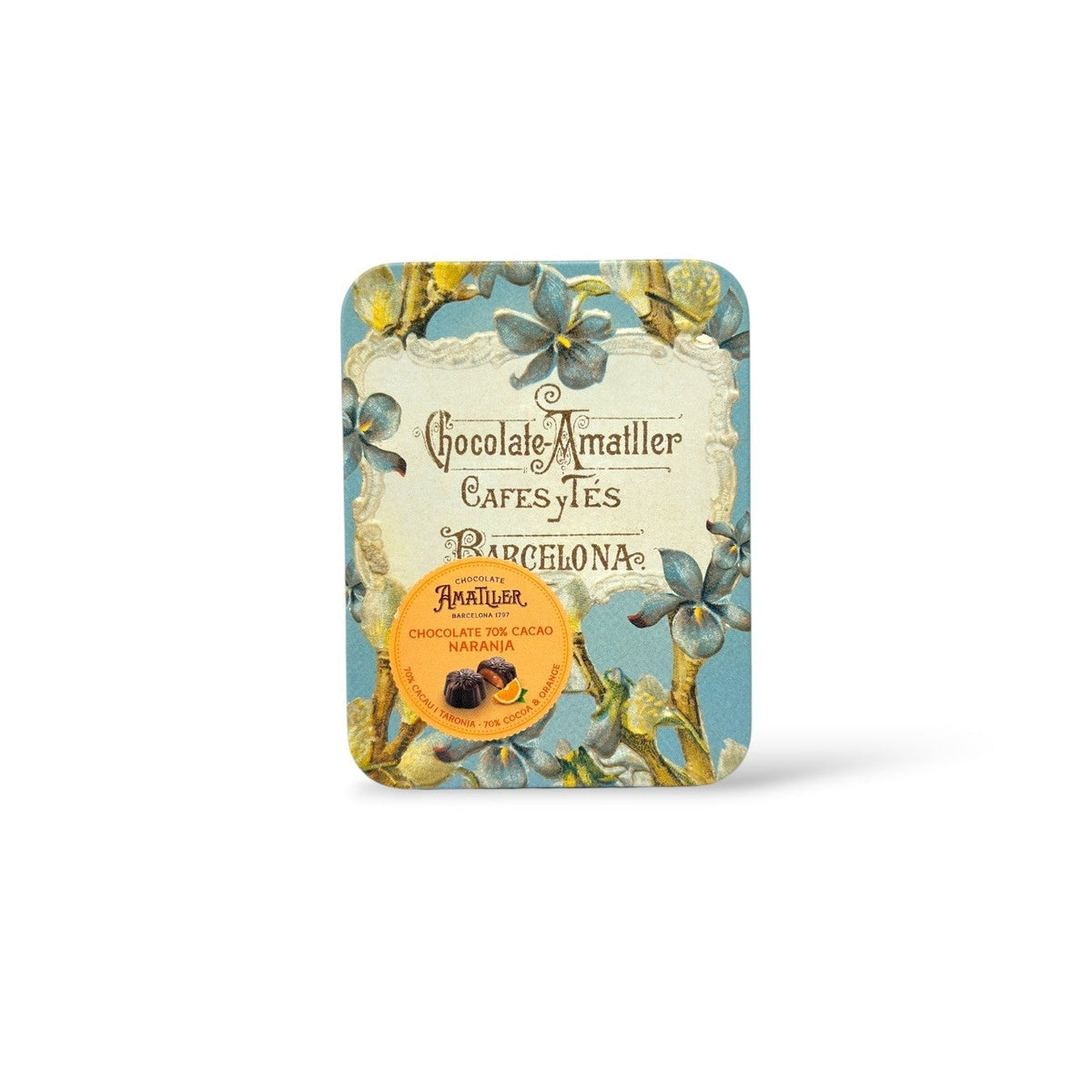Amatller Flors Chocolate Orange Tin 72g