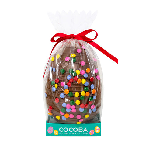 COCOBA Milk Chocolate Drizzled Easter Egg with Candy Beans 250g