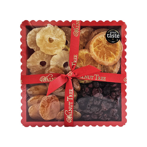 WALNUT TREE Assorted Dried Fruit in Red Fluted Tray
