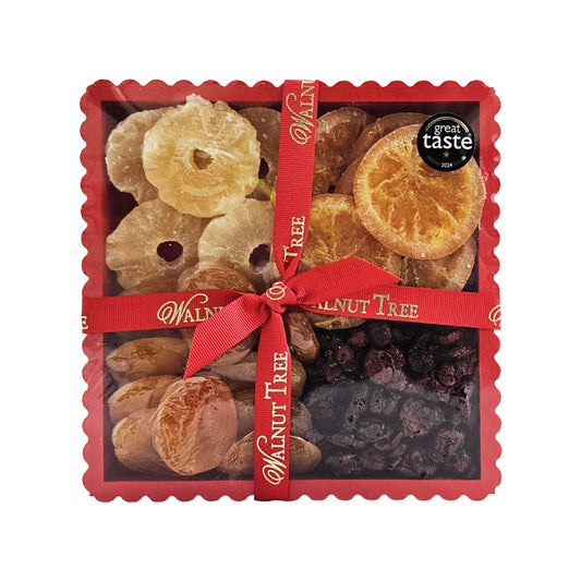 WALNUT TREE Assorted Dried Fruit in Red Fluted Tray 300g