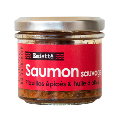 L’ATELIER DU CUISINIER Emietté of wild salmon, spicy piquillos & olive oil 90g Jar