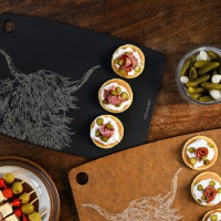 Epicurean Highland Cow slate-colour chopping and serving board, 298 x 215mm