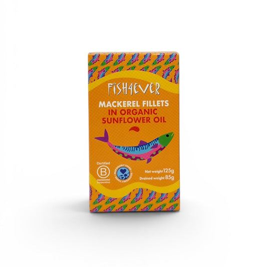 Fish4Ever Mackerel Fillets in Organic Sunflower Oil 125g