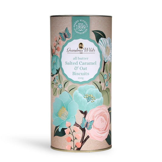 Grandma Wild's Floral Botanical Tube Salted Caramel Biscuits 150g
