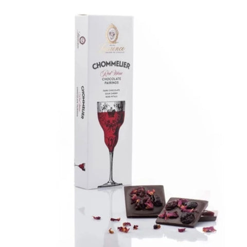 LAURENCE Dark Chocolate with Dried Sour Cherries and Rose Petals 100g