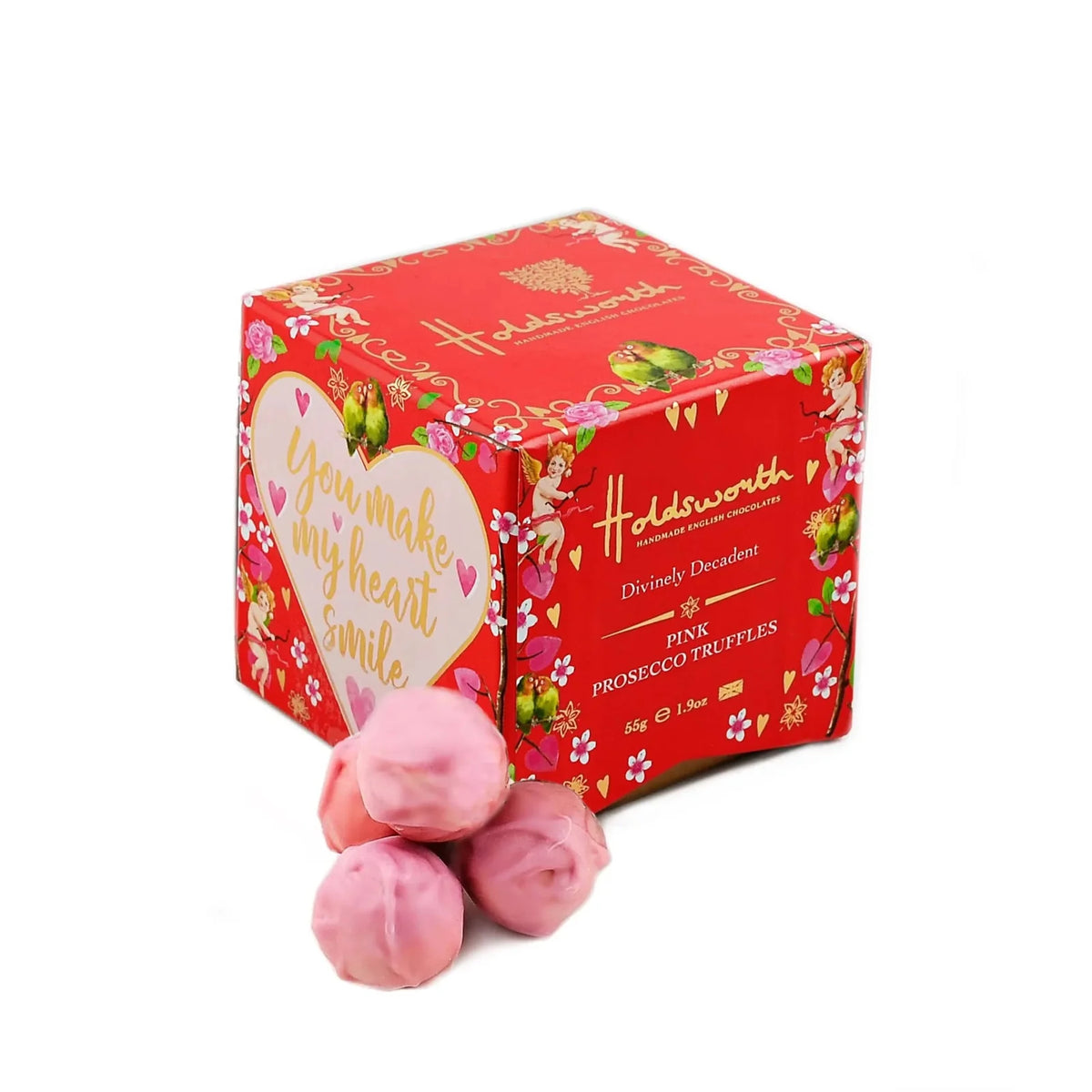 HOLDSWORTH PINK PROSECCO LOVE BOX Truffles 55g