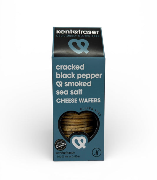 KENT & FRASER Gluten Free Black Pepper and Smoked Sea Salt wafers
