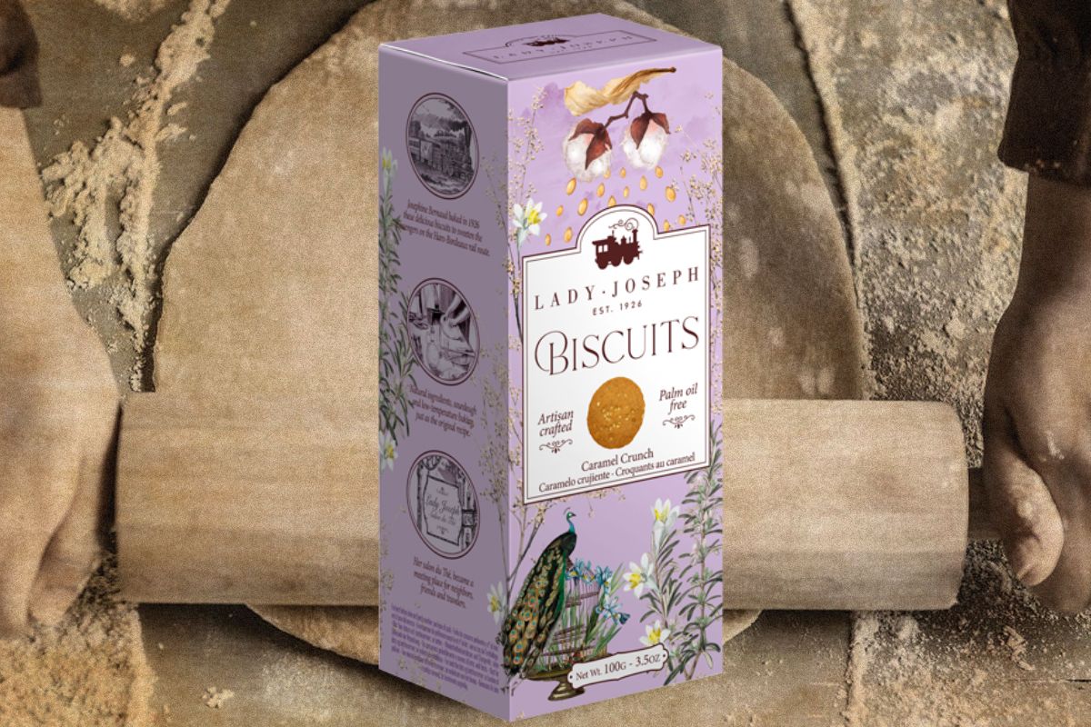 Lady Joseph Caramel Crunch Biscuits 100g lilac illustrated box
