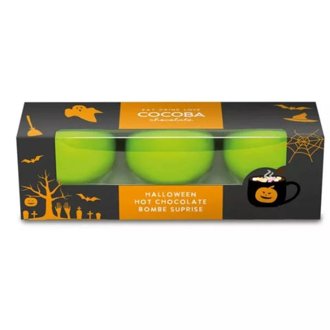 COCOBA Set of 3 Spooky Surprise Green Hot Chocolate Bombes 150g