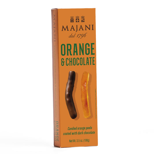 Majani Orange and Chocolate candied orange peel coated with extra dark chocolate 100g box