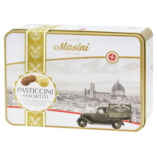 Masini Firenze assorted Chocolate and Limoncello Pasticcini Biscuit Tin 300g