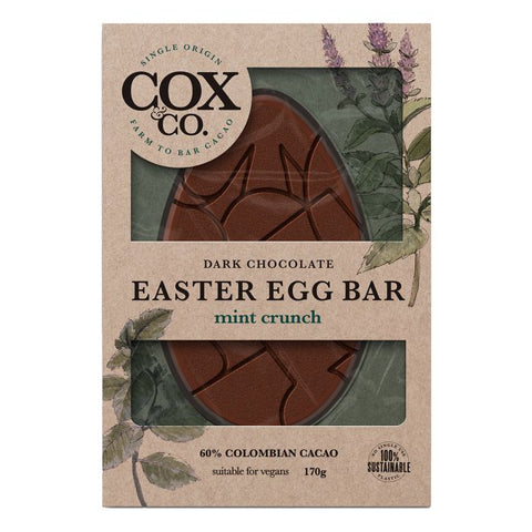 COX & CO. 60% Mint Crunch Dark Chocolate Egg Bar 140g