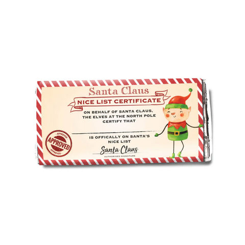 BON BON Santa's Nice List Certificate Chocolate Bar