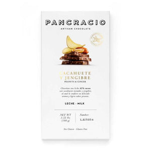 PANCRACIO Peanut & Ginger - 38% Milk Chocolate 100g Bar