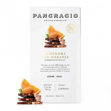 PANCRACIO Almond with Orange - 38% Milk Chocolate 100g Bar