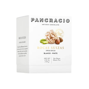 PANCRACIO Swiss Rocks White Chocolate - with caramelized almonds, hazelnuts and pistachios 140g Box