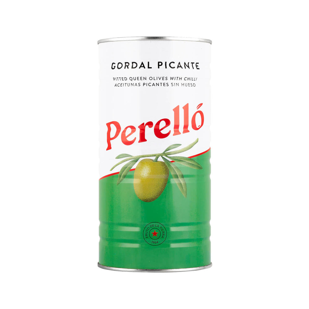 Perelló Gordal Pitted Spicy Green Olives 600g Tin