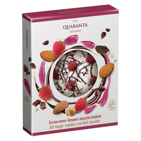 QUARANTA Italian Chocolate & Raspberry Nougat Gift Box 150g