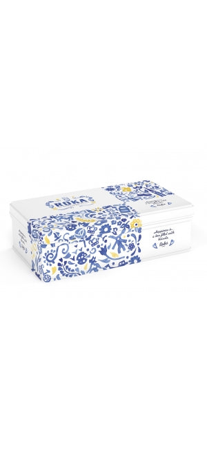 ROKA Gouda Cheese Crispies 70g Delft Blue tin (one of three tin designs)
