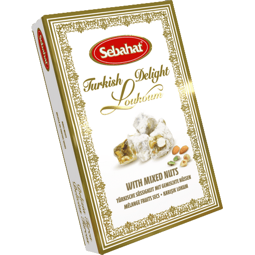 Sebahat Mixed Nut Turkish Delight 180g gift box front packaging