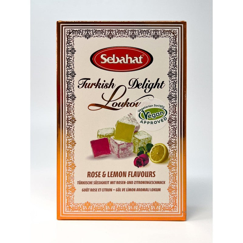 Sebahat Rose & Lemon Turkish Delight gift box 200g - front of retail box