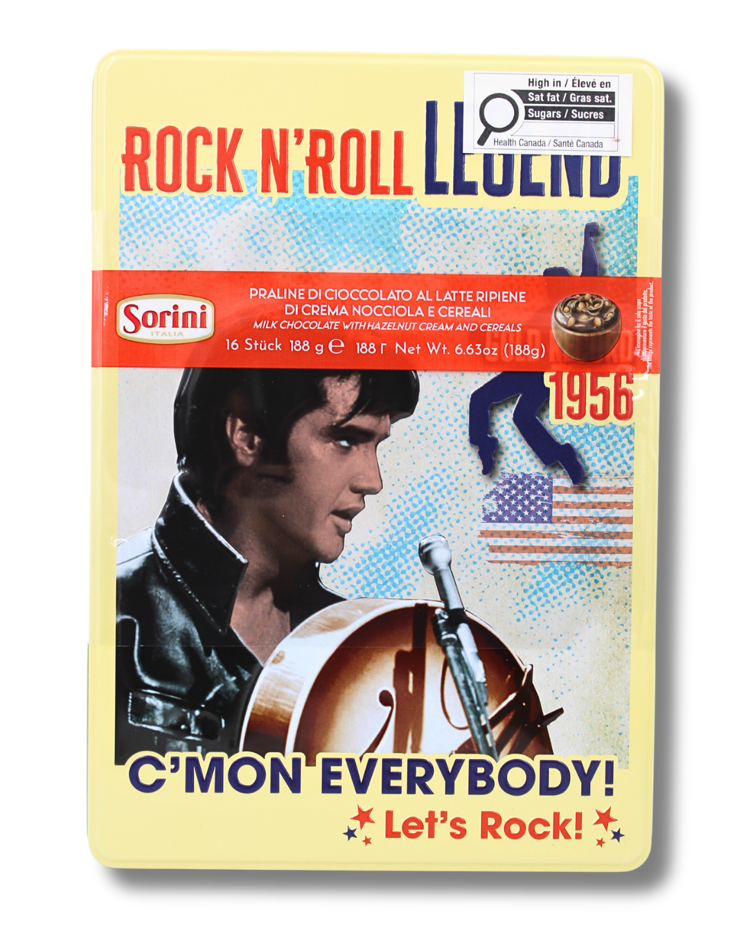 Sorini Rock 'n' Roll Legend vintage music-themed milk chocolate tin 188g, alternate assorted design