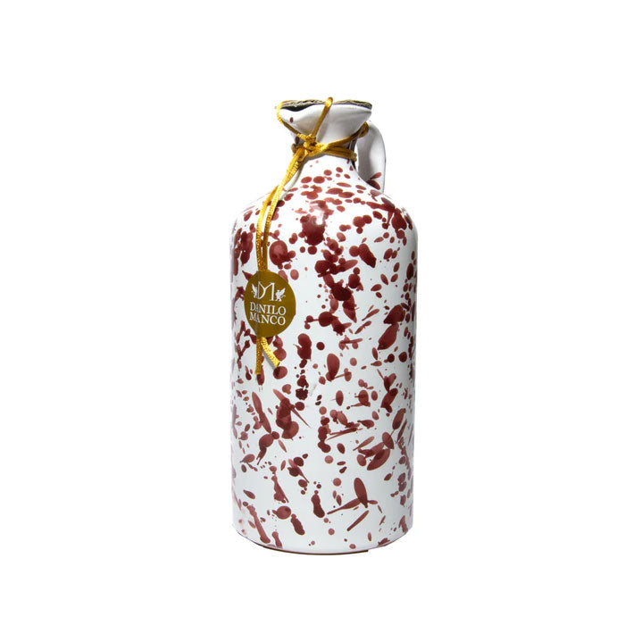 MANCO 100% Italian Extra Virgin Olive Oil in Fantasia Terracotta Pot