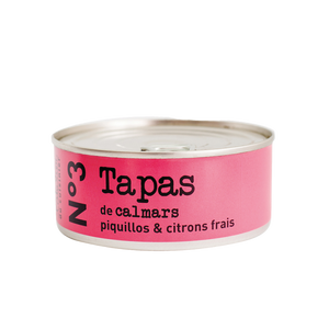 L’ATELIER DU CUISINIER N°3 Tapas - squid, compote of piquillo peppers & fresh lemon 215g Tin