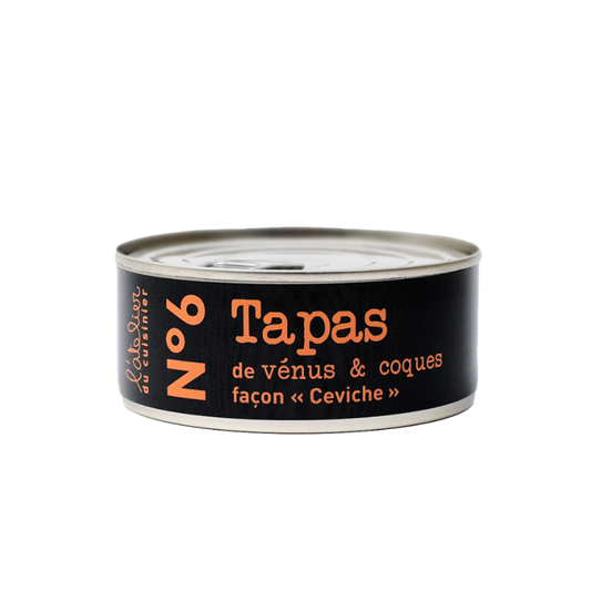 L’ATELIER DU CUISINIER  N°6 Tapas - venus and cockles seasoned ceviche style, pepper marinade 215g Tin