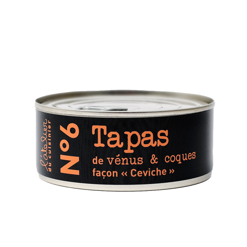 L’ATELIER DU CUISINIER  N°6 Tapas - venus and cockles seasoned ceviche style, pepper marinade 215g Tin