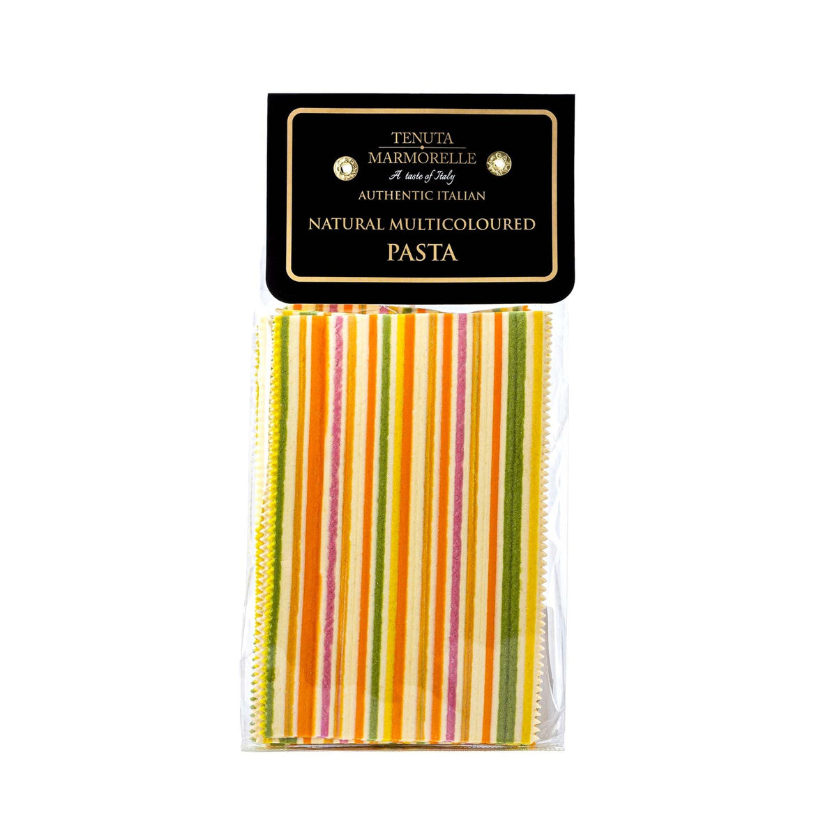 Tenuta Marmorelle Multicoloured Lasagne Sheets 250g – authentic pack shot on white background