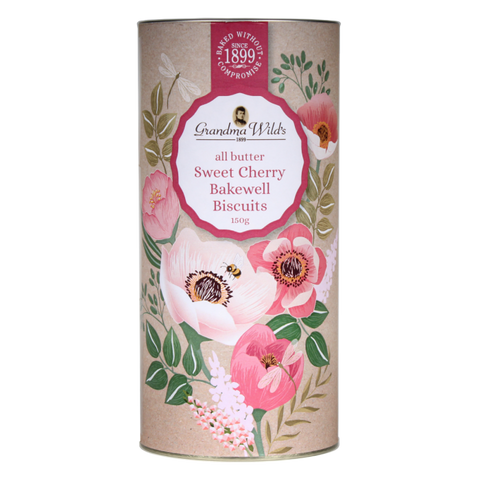 GRANDMA WILD'S Floral Botanical Tube Sweet Cherry Bakewell Biscuits