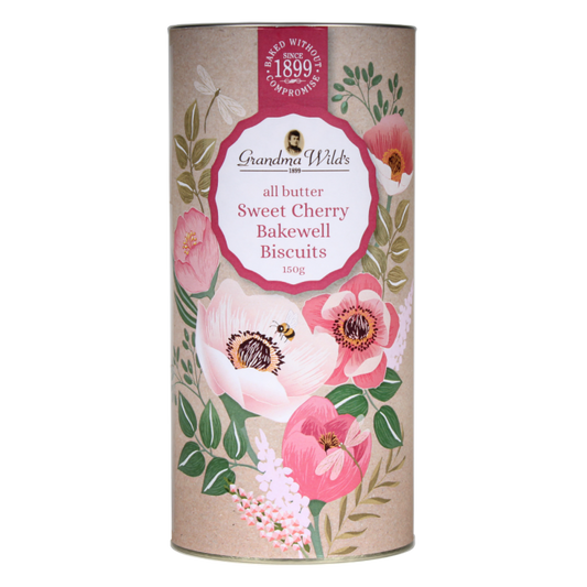 Grandma Wild's Floral Botanical Tube Sweet Cherry Bakewell Biscuits 150g