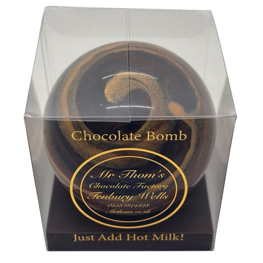 Mr Thom's Dark Chestnut Hot Chocolate Bomb Gift Box 80g in gift packaging