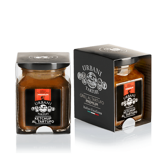 Urbani Ketchup al Tartufo 90g jar and branded carton