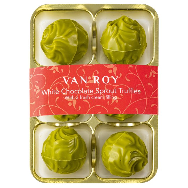 Van Roy white chocolate sprout truffles with cream filling in the 80g gift tray