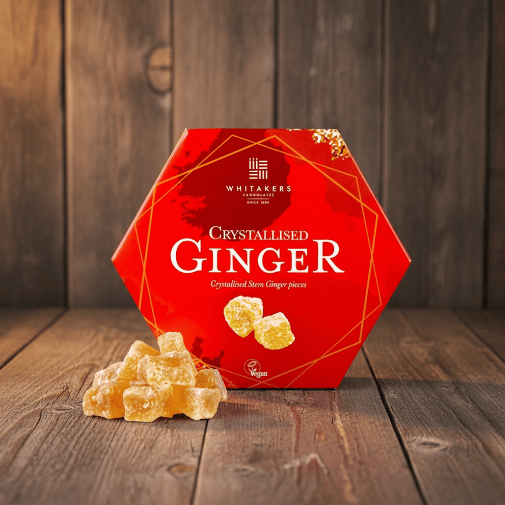 Whitakers Crystallised Stem Ginger Hexagonal Box 200g