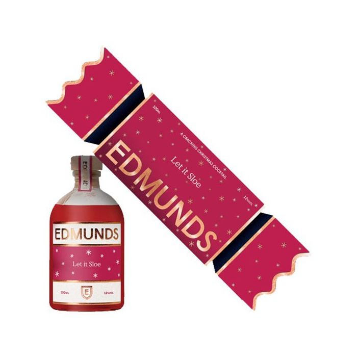Edmunds Let It Sloe cocktail cracker with a bottled cocktail