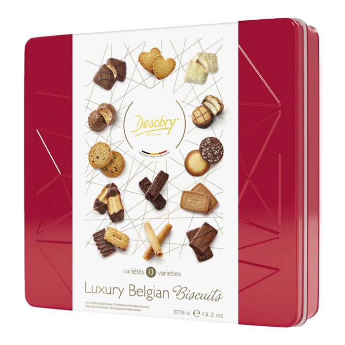 Desobry Red Star Tin with Luxury Biscuits