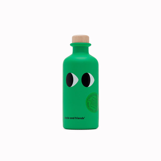 Yiayia & Friends basil-infused extra virgin olive oil 200ml, green bottle