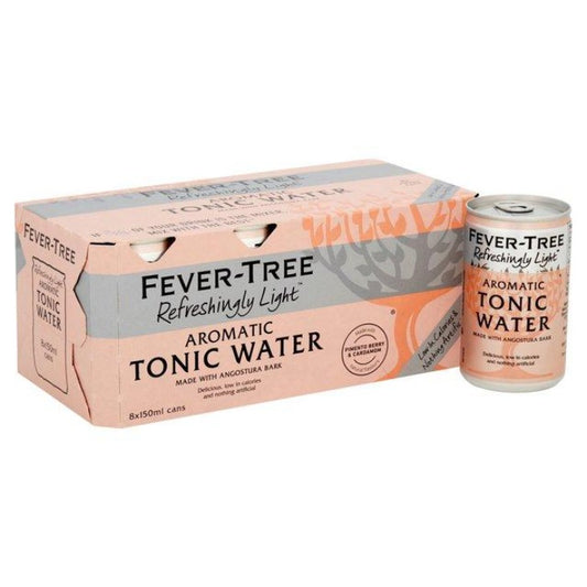 FEVER-TREE Refreshingly Light Aromatic Tonic Water Cans 8 x 150ml
