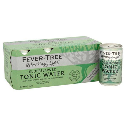 FEVER-TREE Refreshingly Light Elderflower Tonic Water Cans 8 x 150ml